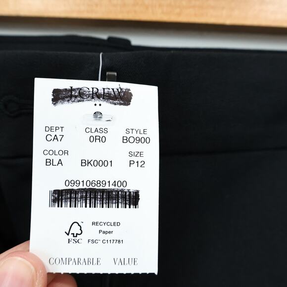 NWT J.Crew Factory Petite Kallie Straight-Leg Stretch Pant Black Size 12 Petite - Picture 11 of 11